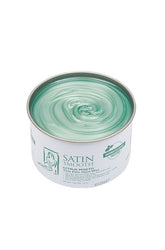 Angled top view of a 14 ounce can of Satin Smooth Citrus Mojito Thin Film Hard Wax featuring its glossy seafoam green color